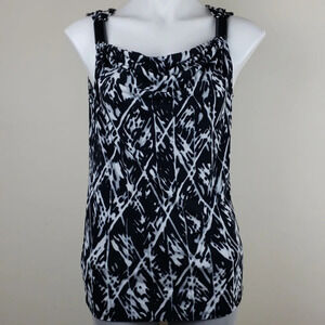 Kenneth Cole Black & White Draped Front Tank Top